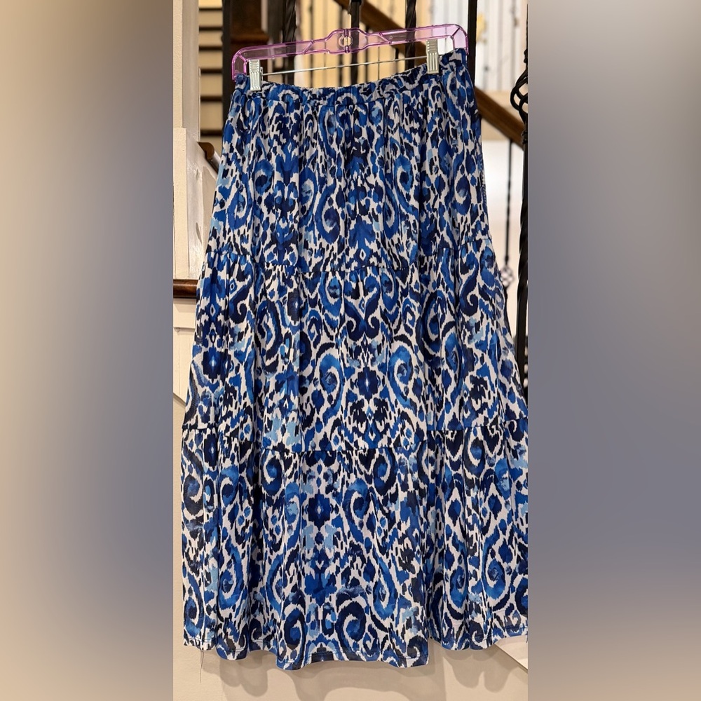 Tacera Blue Patterned Skirt